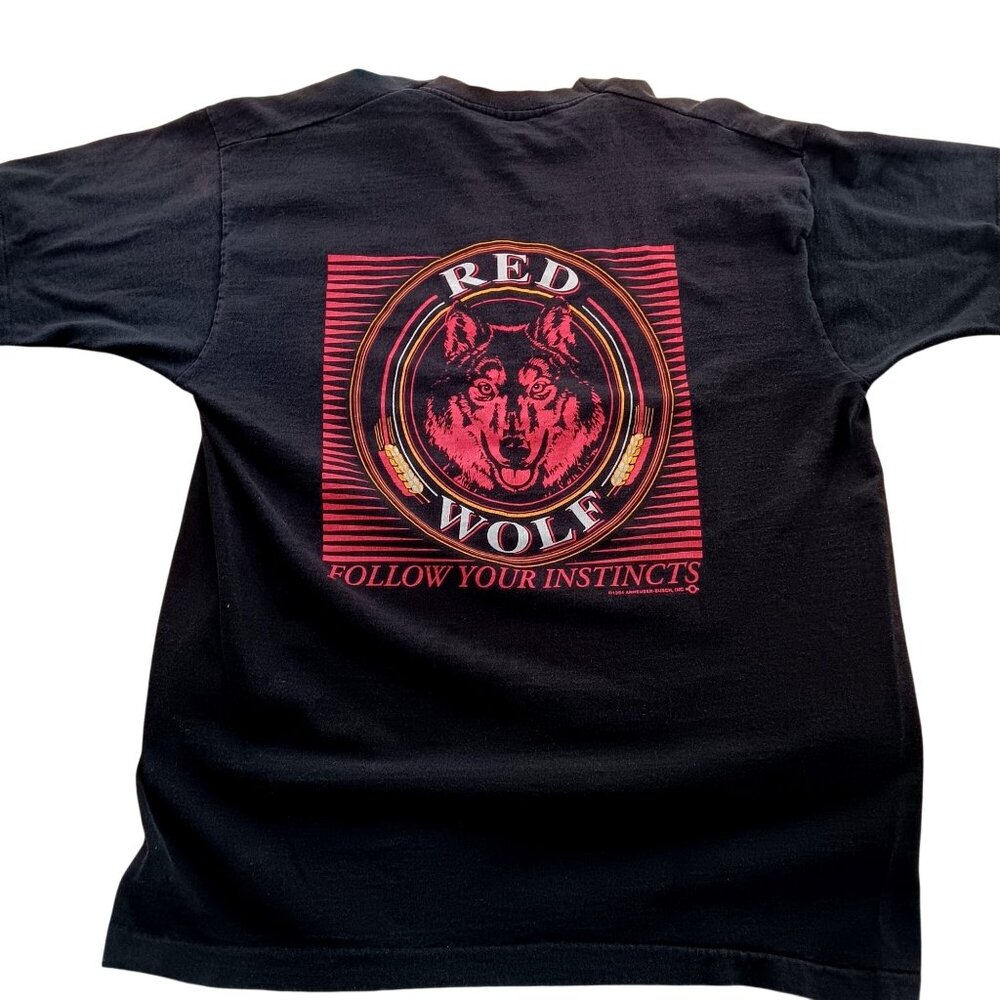 Vintage T-shirt Single Stitch Large 1994 Red Wolf Beer Anheuser-Busch